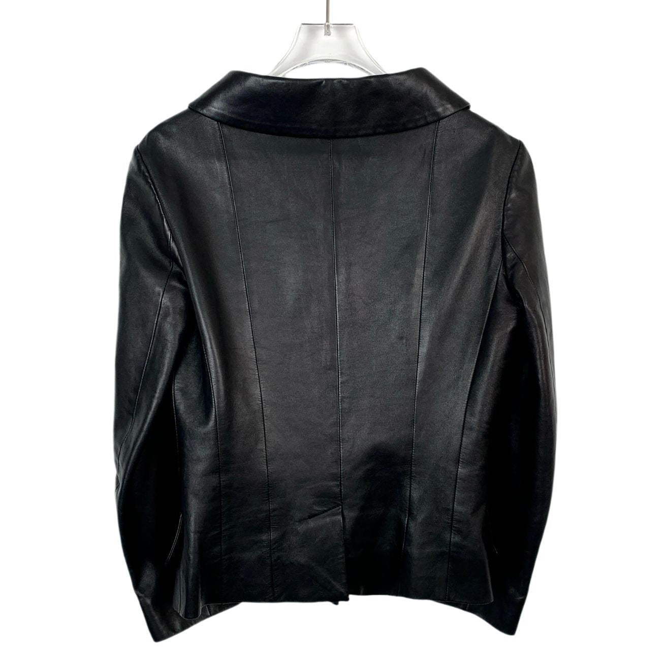 Christian Dior Black Butterfly Embellished Collar Leather Jacket (Size 38)