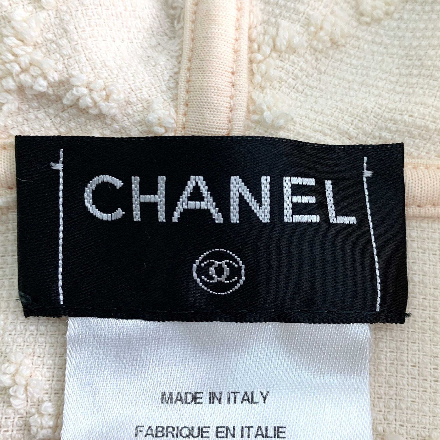 Chanel Mumbai Collection Beige Diamond Quilted V-Neck Cotton Hooded Dress (Size 36/XXS)