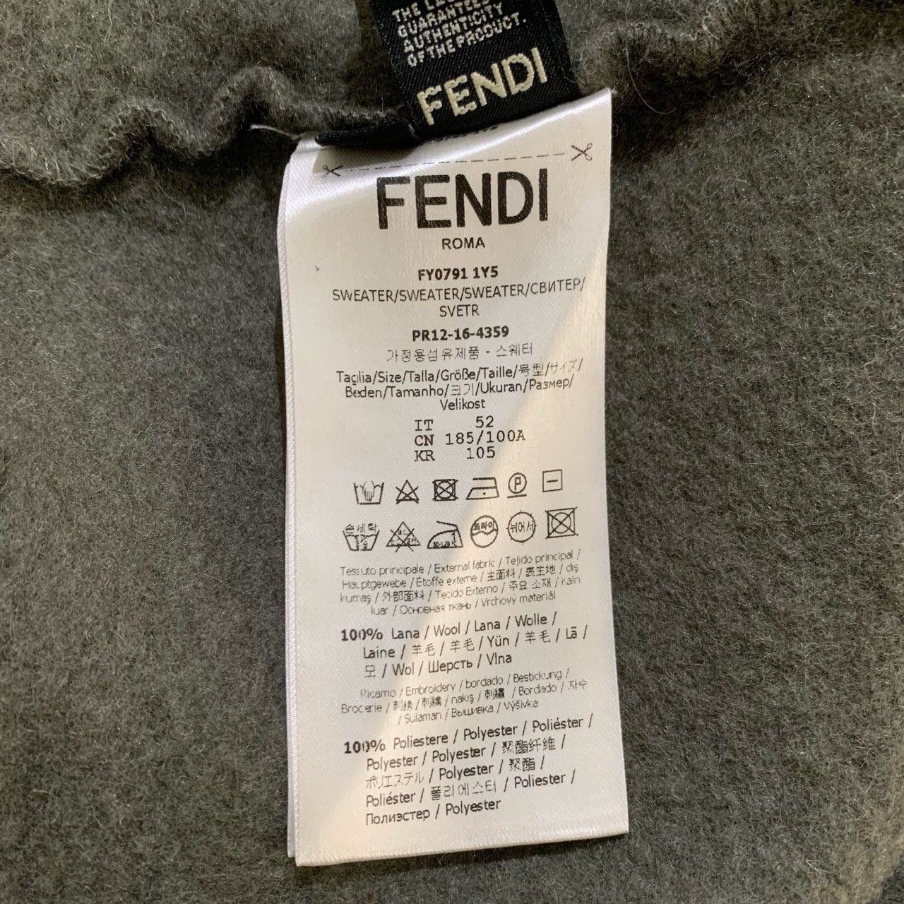 Fendi Dark Green Little Monster Embroidered Sweatshirt Size 52