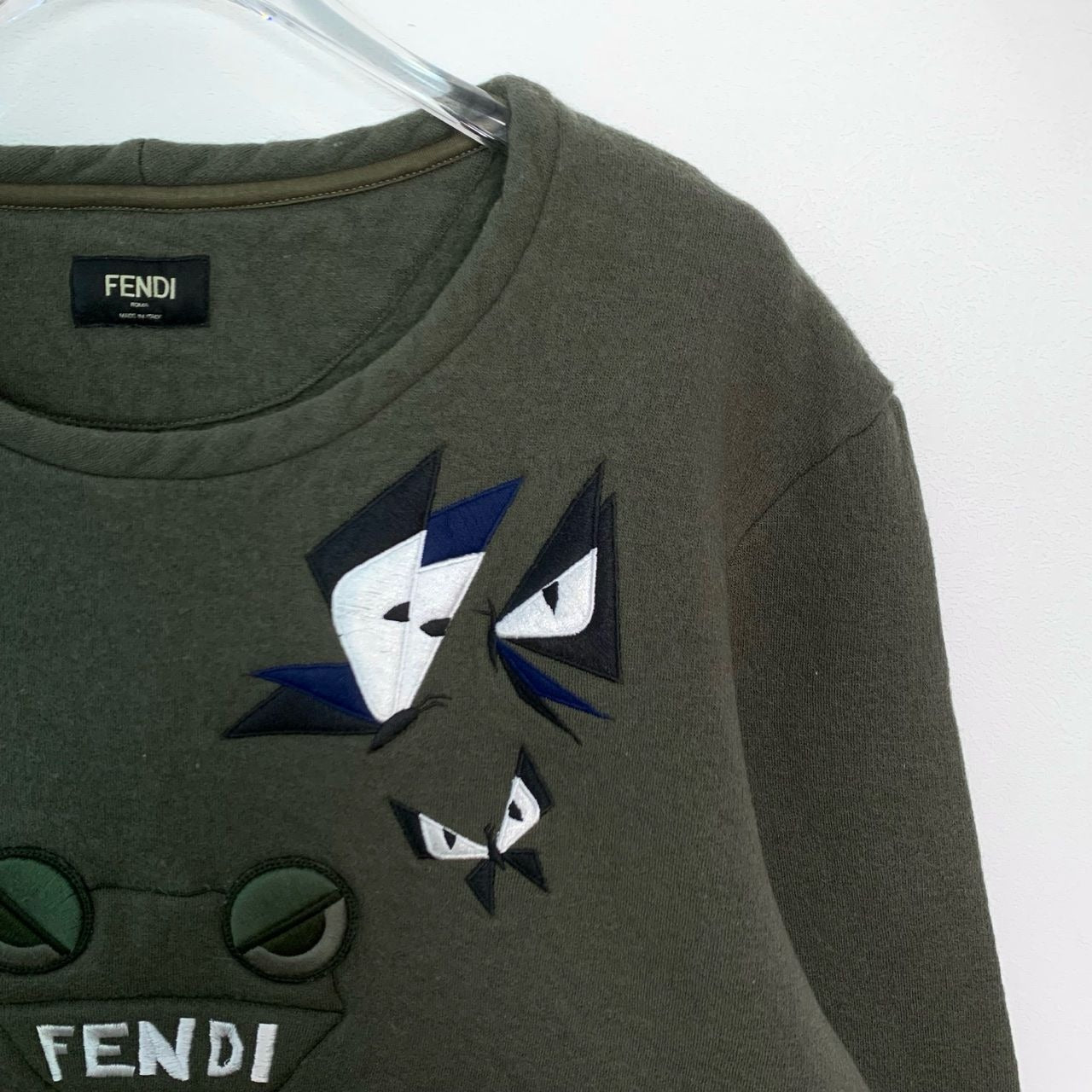 Fendi Dark Green Little Monster Embroidered Sweatshirt Size 52