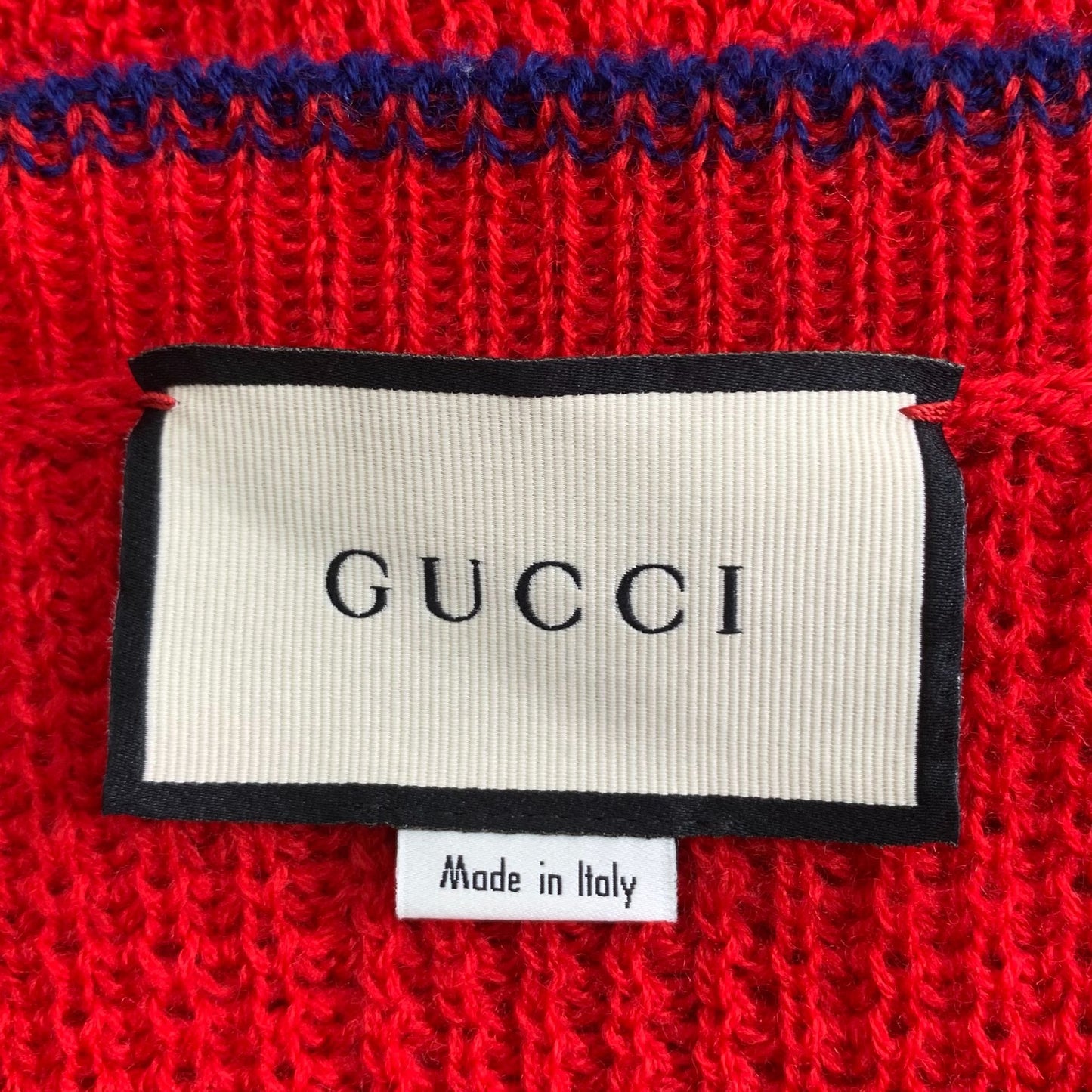 Gucci Red Elephant Embroidered Wool Cardigan V-Neck S Size Italy Made