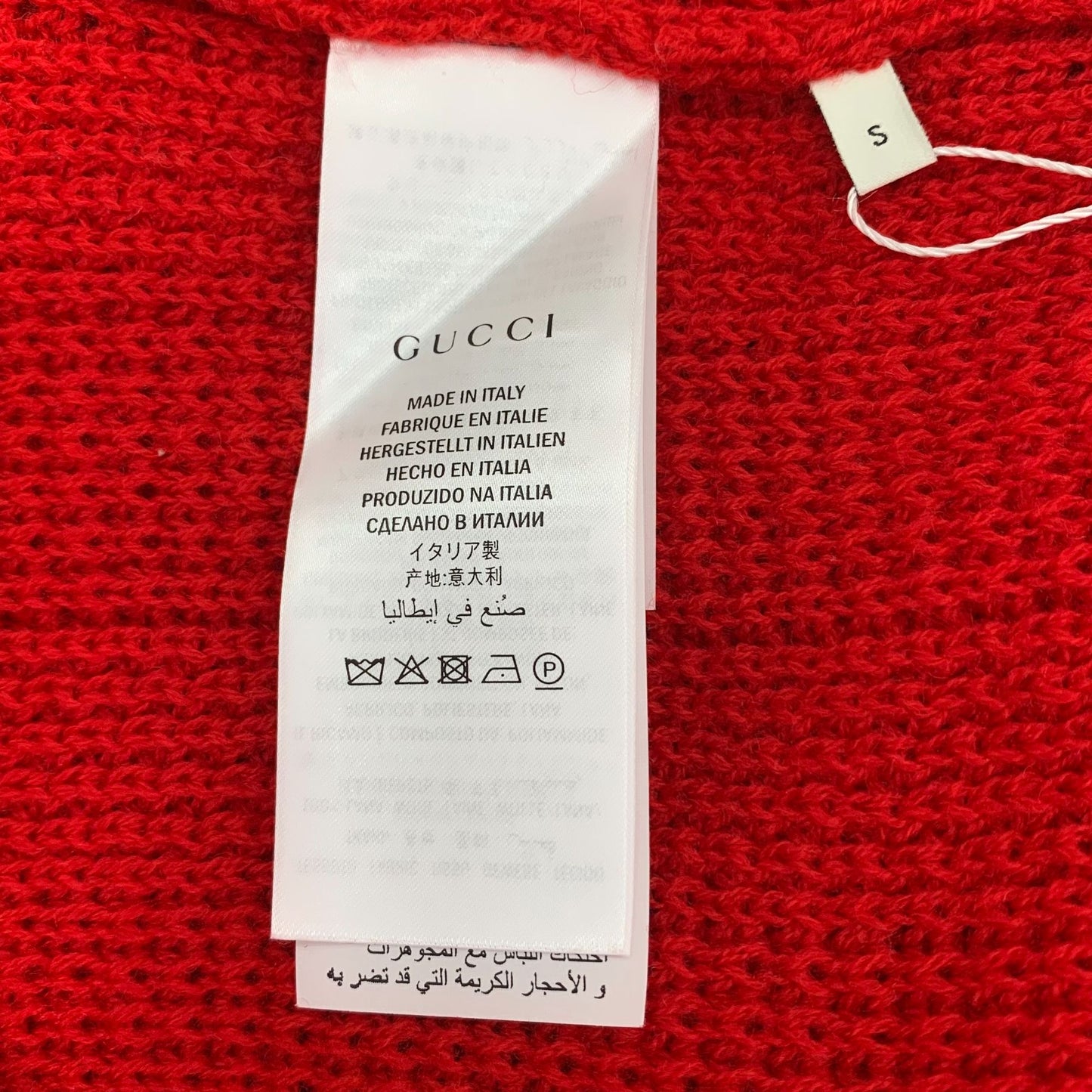 Gucci Red Elephant Embroidered Wool Cardigan V-Neck S Size Italy Made