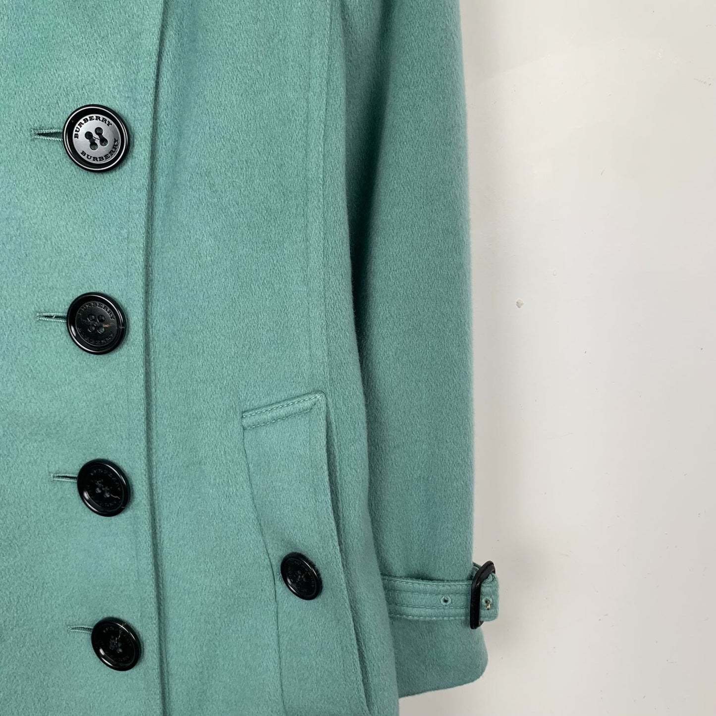 Burberry Green Cashmere Belted Coat (Size 38)