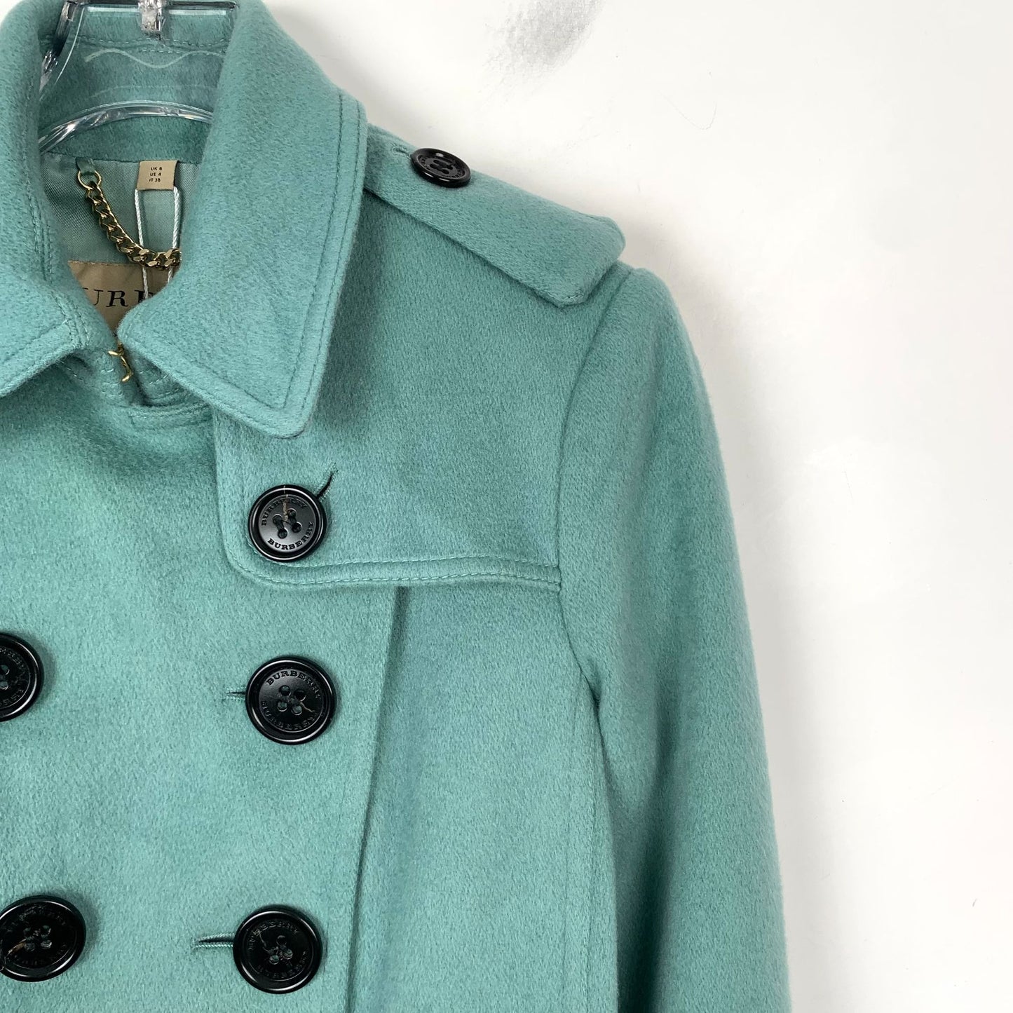 Burberry Green Cashmere Belted Coat (Size 38)