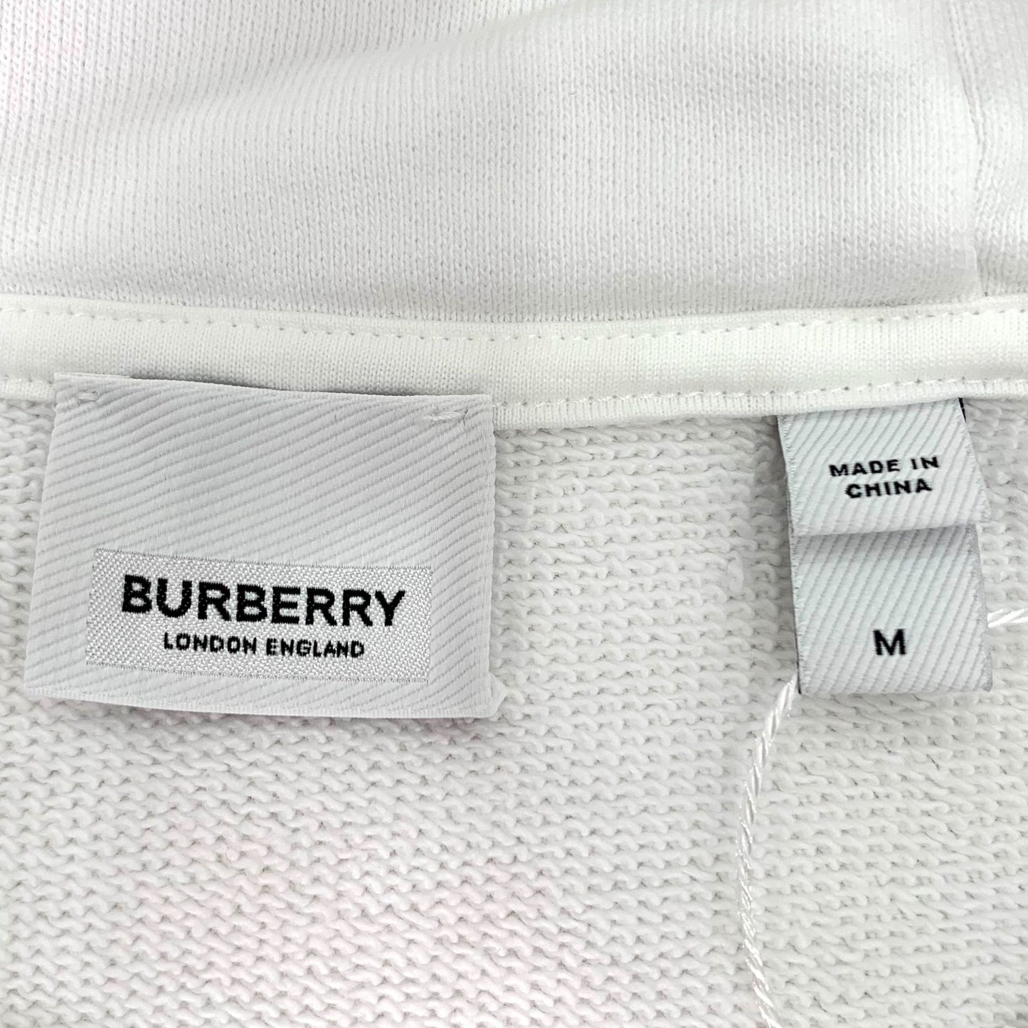 Burberry White Logo Print Cotton Hooded Sweatshirt (Size M)