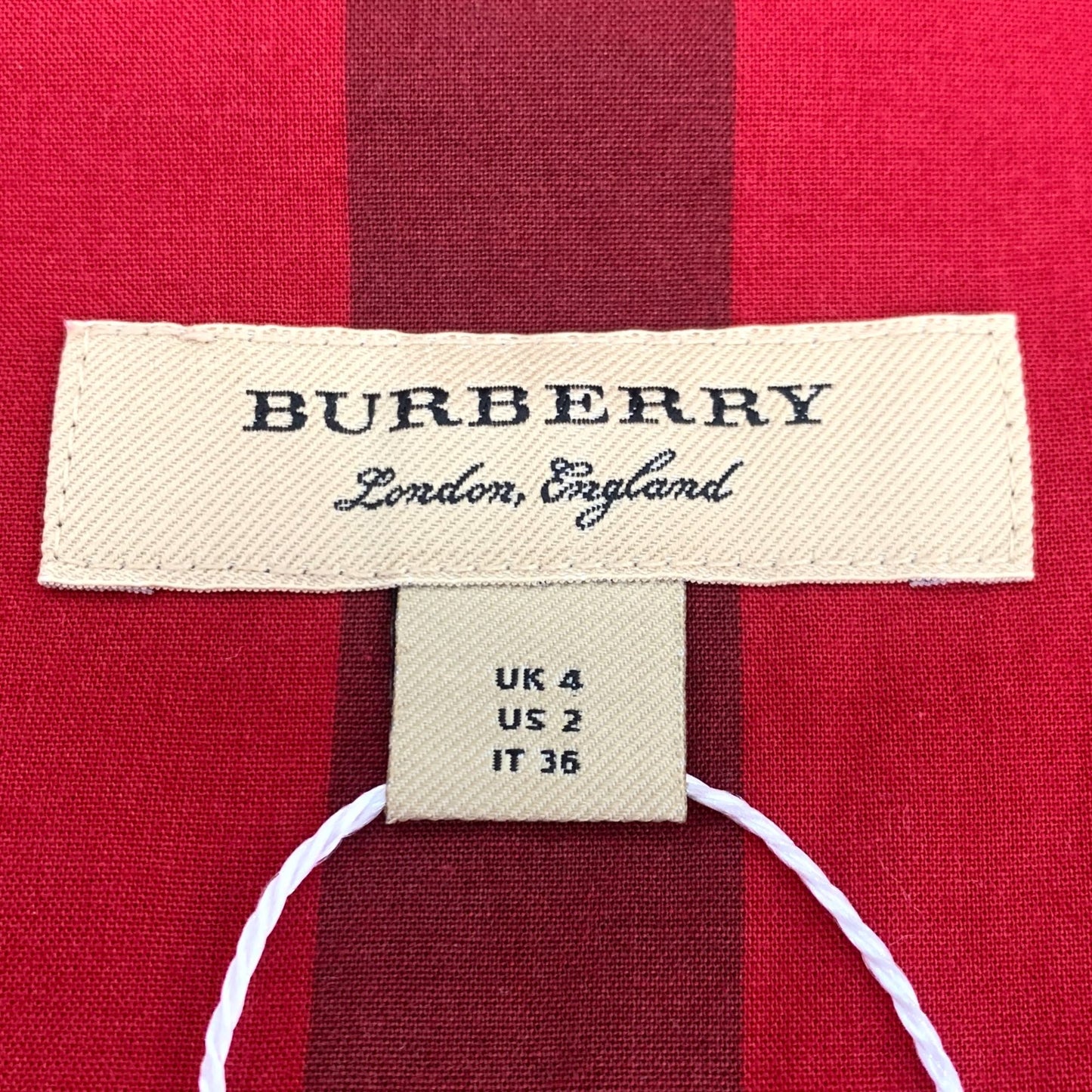 Burberry Red Plaid Cotton Long Sleeve Shirt Dress Size XS