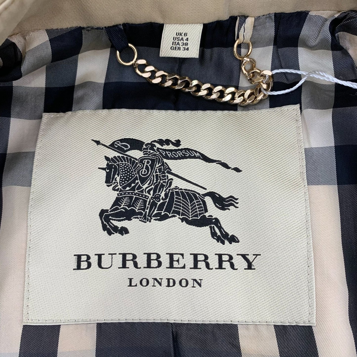 Burberry London Beige & Brown Multi-Pocket Trench Coat Size S