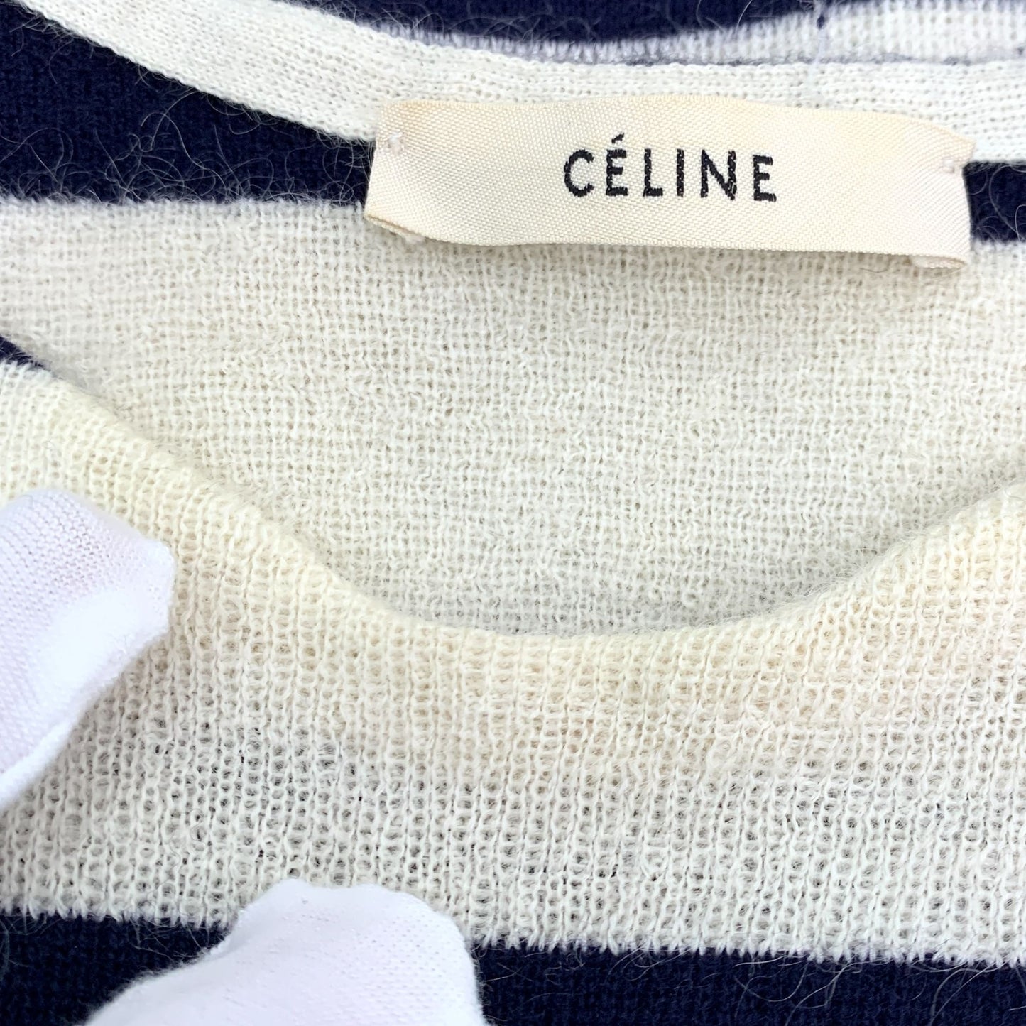 Celine Striped Wool & Mohair Long-Sleeve Dress With Fringe Hem Size S