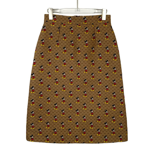 Gucci X Disney Mickey Mouse Brown A-Line Skirt Size 40