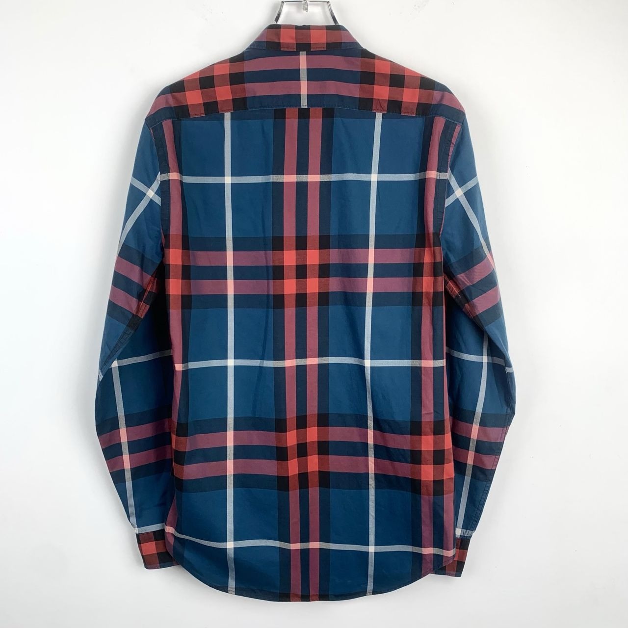 Burberry Brit Mens Plaid Long-Sleeve Shirt XS 100% Cotton Blue & Red