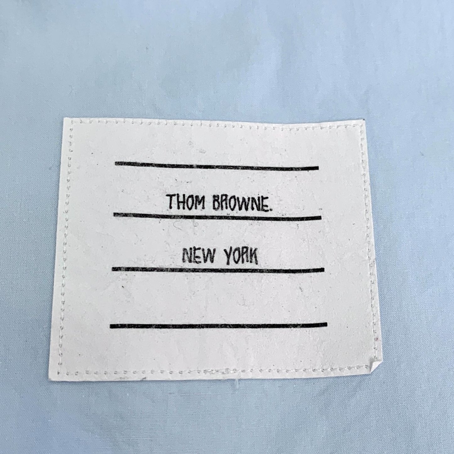 Thom Browne Mist Blue Cotton Double-Sleeve Logo Long-Sleeve Shirt (Size L)