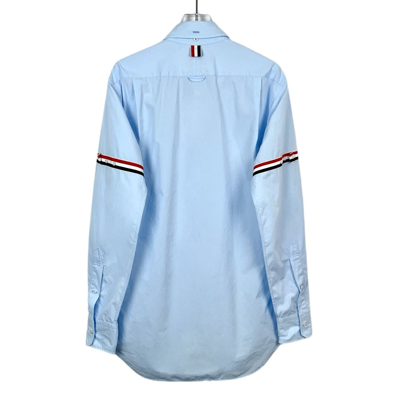 Thom Browne Mist Blue Cotton Double-Sleeve Logo Long-Sleeve Shirt (Size L)