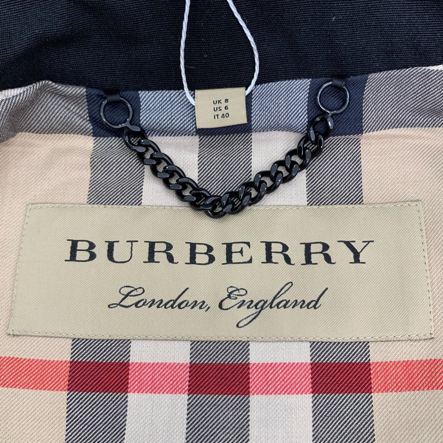 Burberry Black Cotton Double-Breasted Trench Coat (Size 40)