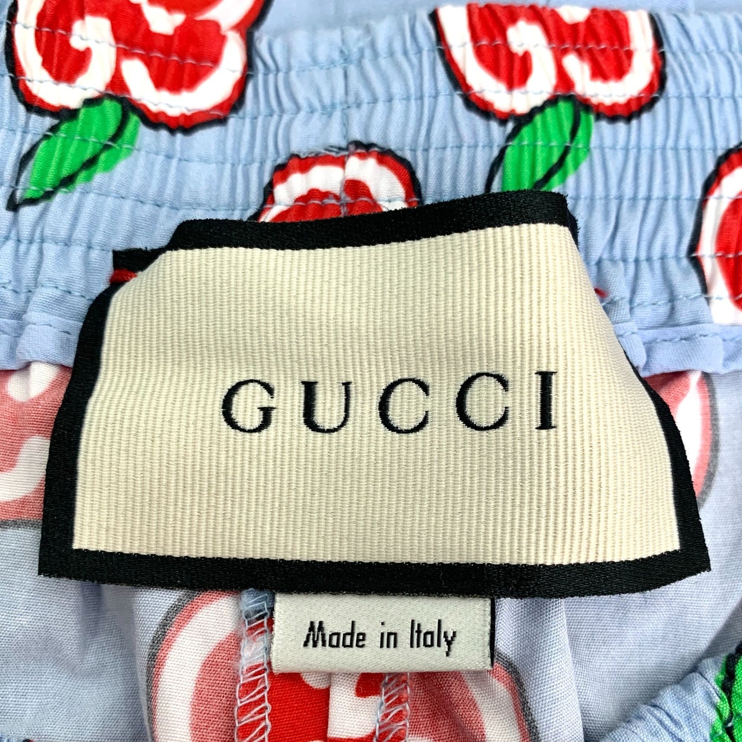 Gucci Blue Apple Double-G Print Cotton Casual Shorts (Size 36)