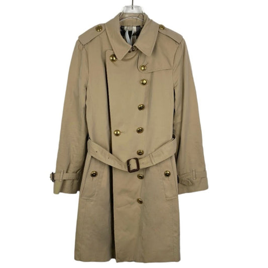 Burberry London Womens Double Breasted Beige Trench Coat Size 10 UK/8 USA With Belt & Gold Buttons