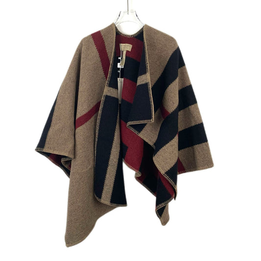 Burberry London England Made In Scotland Wool & Cashmere Blend Striped Poncho