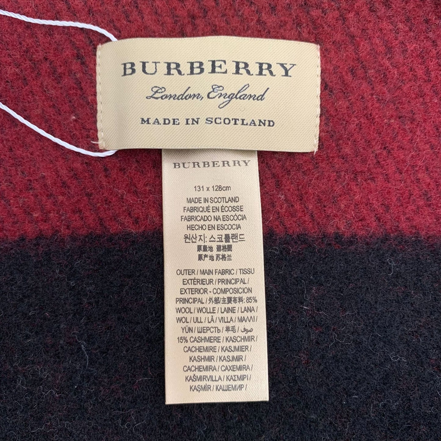 Burberry London England Made In Scotland Wool & Cashmere Blend Striped Poncho