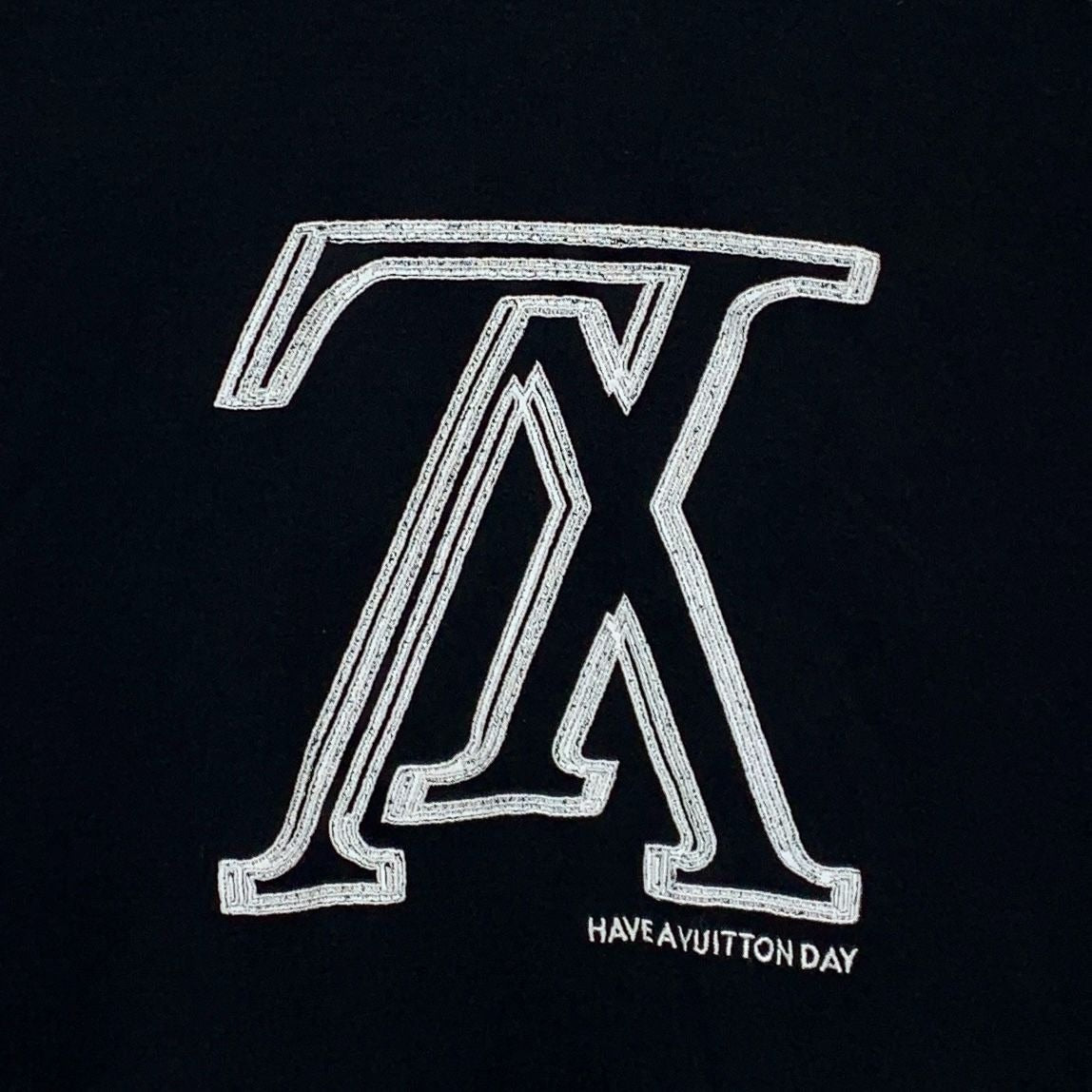 Louis Vuitton Black Logo Embroidered Crewneck Cotton T-Shirt (Size M)