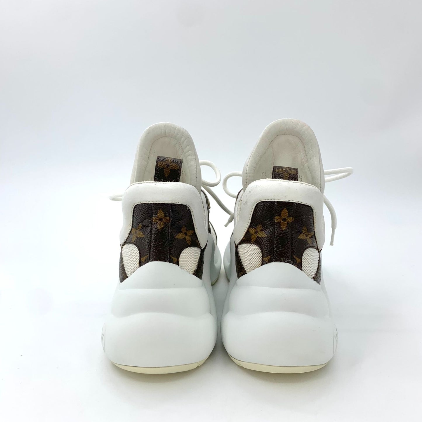 Louis Vuitton Womens Archlight Sneakers Size 35.5 White & Brown Leather/Canvas