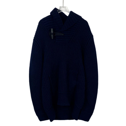 Burberry Navy Wool Cashmere Toggle Knit Sweater L