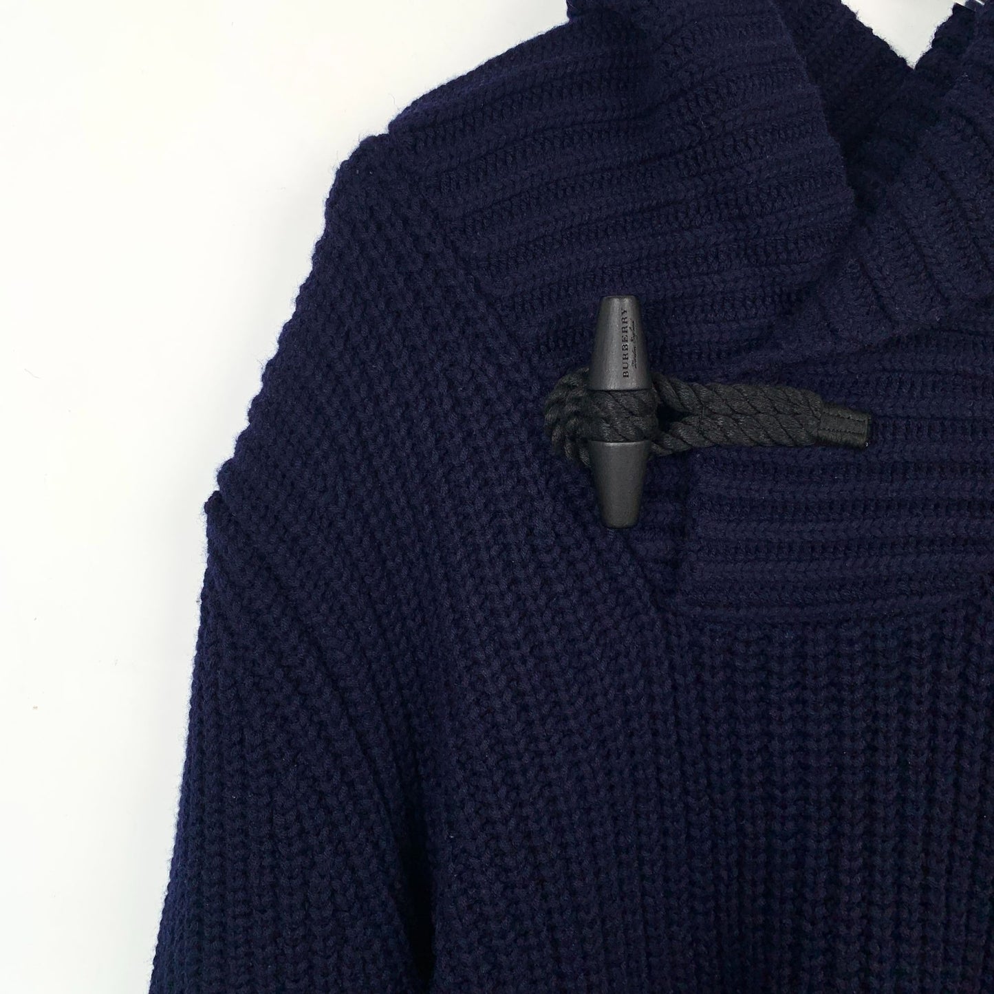 Burberry Navy Wool Cashmere Toggle Knit Sweater L