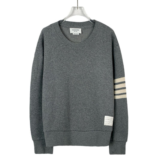 Thom Browne Classic Four-Bar Grey Cotton Crewneck Sweatshirt (Size 3/L)