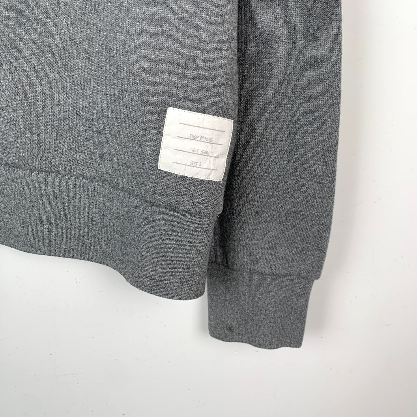 Thom Browne Classic Four-Bar Grey Cotton Crewneck Sweatshirt (Size 3/L)