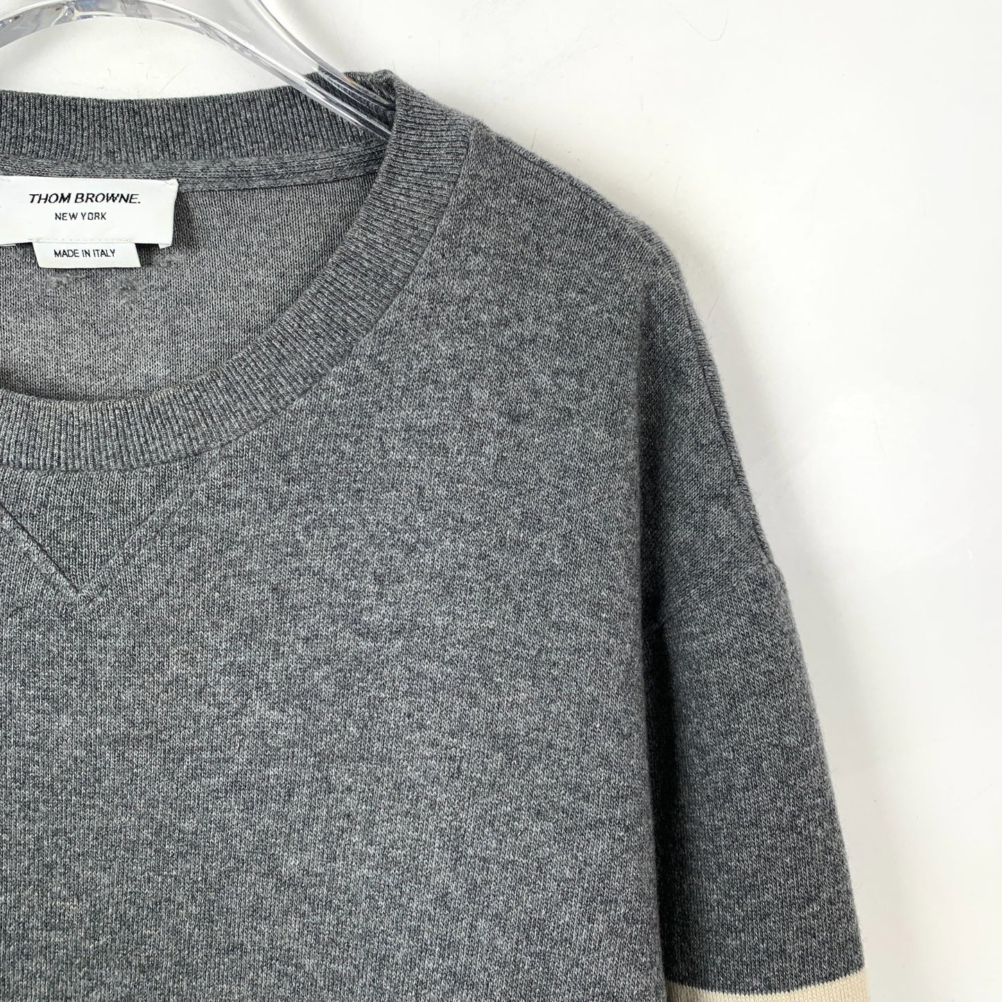 Thom Browne Classic Four-Bar Grey Cotton Crewneck Sweatshirt (Size 3/L)