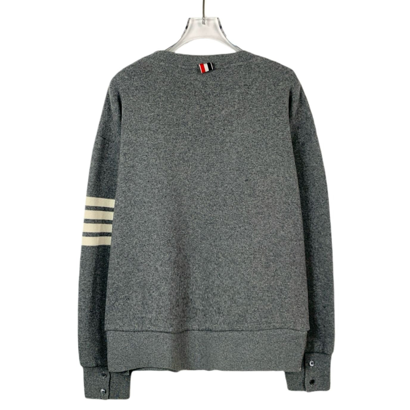 Thom Browne Classic Four-Bar Grey Cotton Crewneck Sweatshirt (Size 3/L)