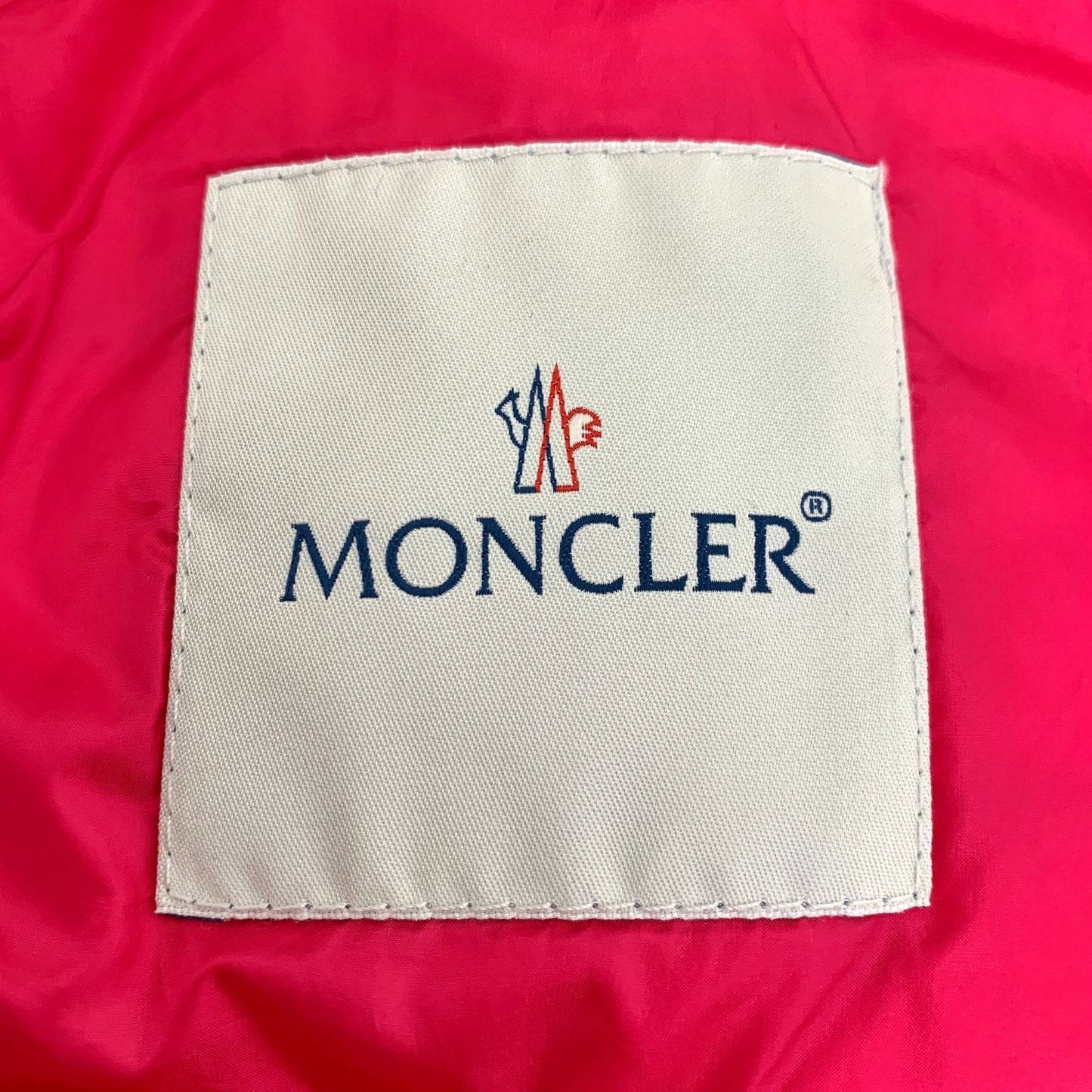 Moncler Florette Red Logo Embellished Zip-Up Down Jacket (Size L)