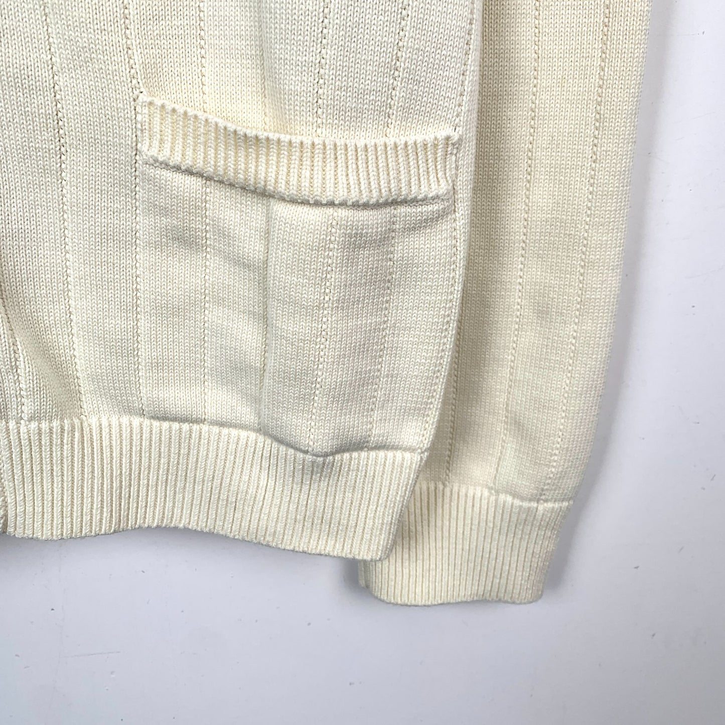 Gucci Mens Beige Cotton Cardigan V-Neck Logo Long-Sleeved Knitwear S Size Made In Italy