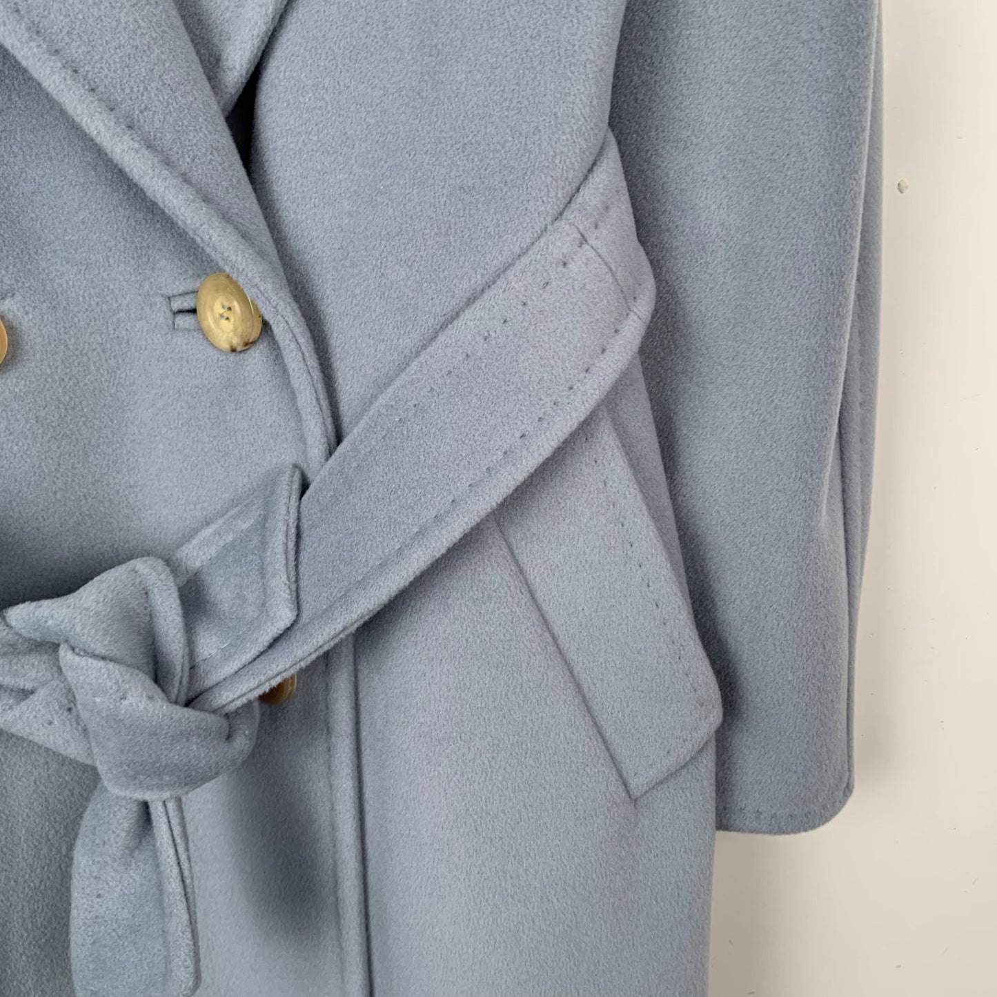 MaxMara Womens Double-Breasted Belted Wool Coat With Garment Bag Size 34 XXS