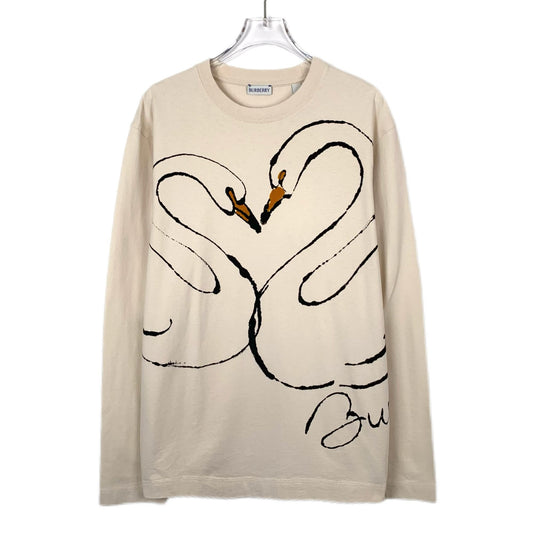 Burberry Beige Swan Print Cotton Long Sleeve T-Shirt M