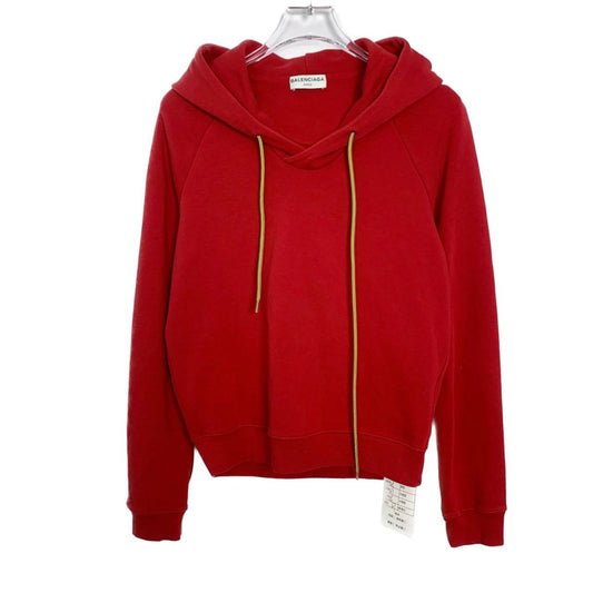 Balenciaga Red Hooded Drawstring Long-Sleeved Hoodie L Size