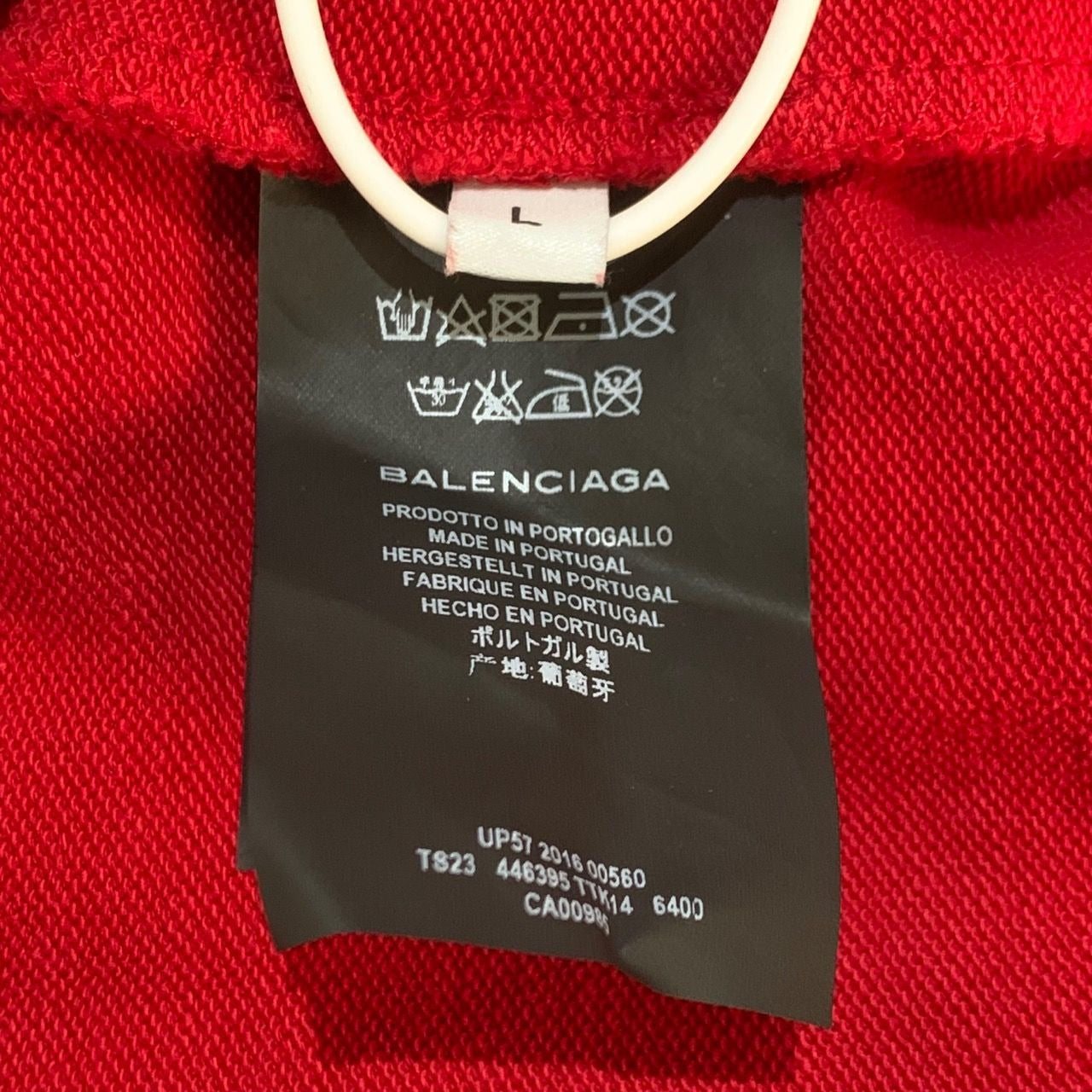 Balenciaga Red Hooded Drawstring Long-Sleeved Hoodie L Size