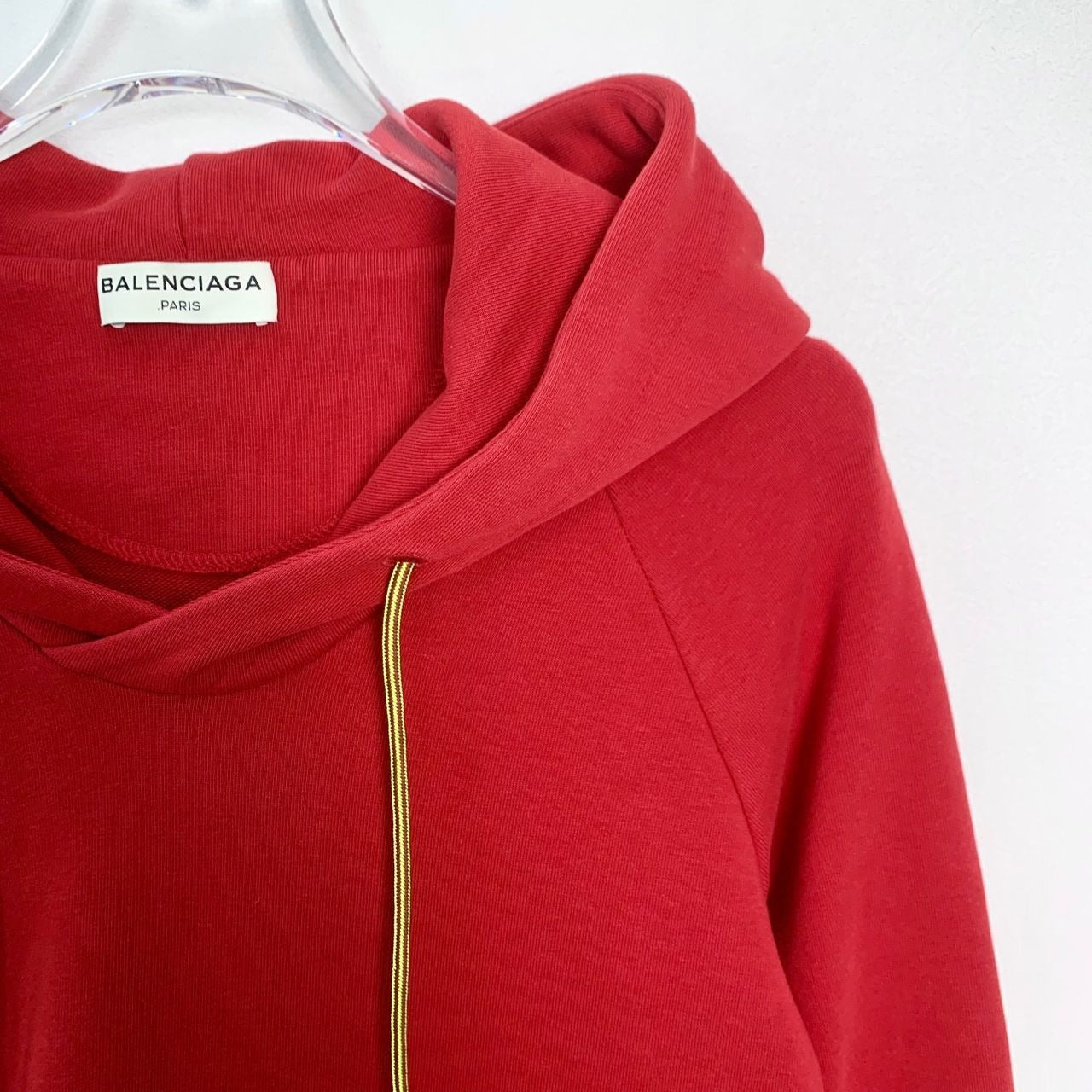 Balenciaga Red Hooded Drawstring Long-Sleeved Hoodie L Size