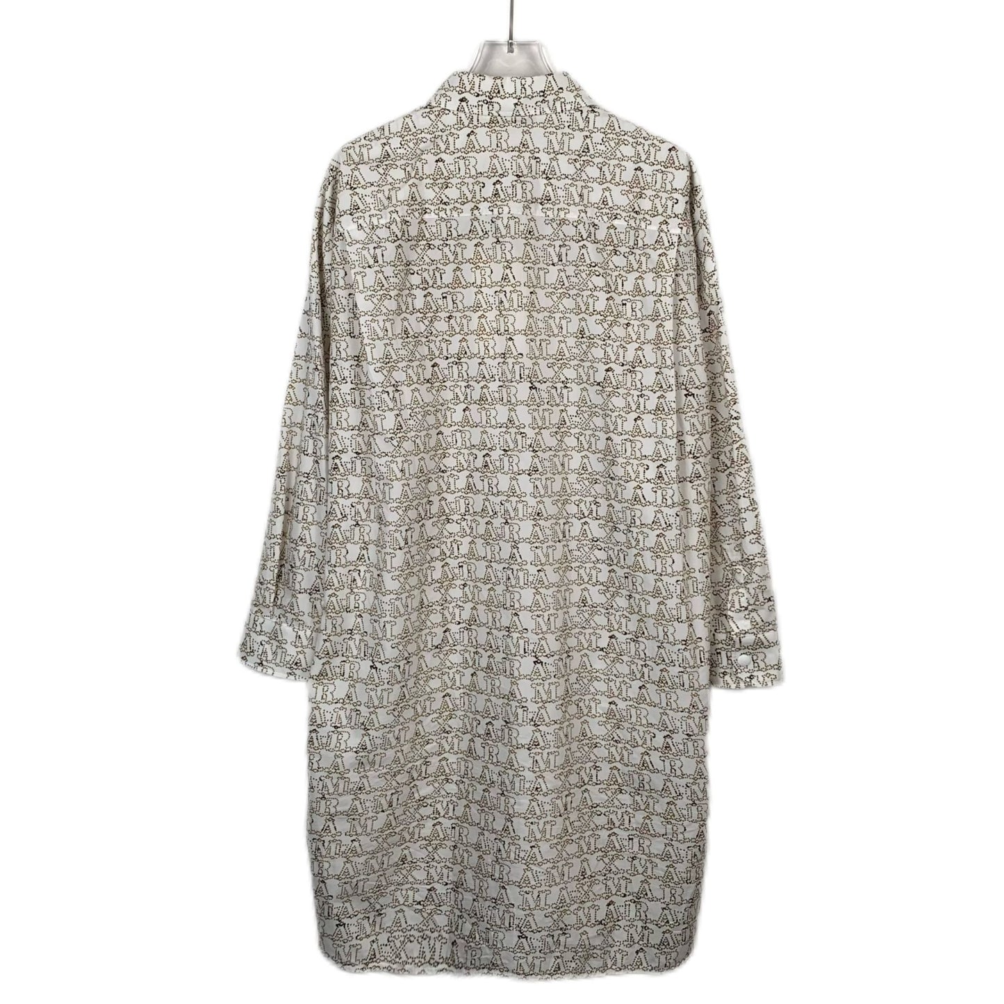 Max Mara Beige Logo Print Cotton Long-Sleeve Shirt Dress (Size 38/S)