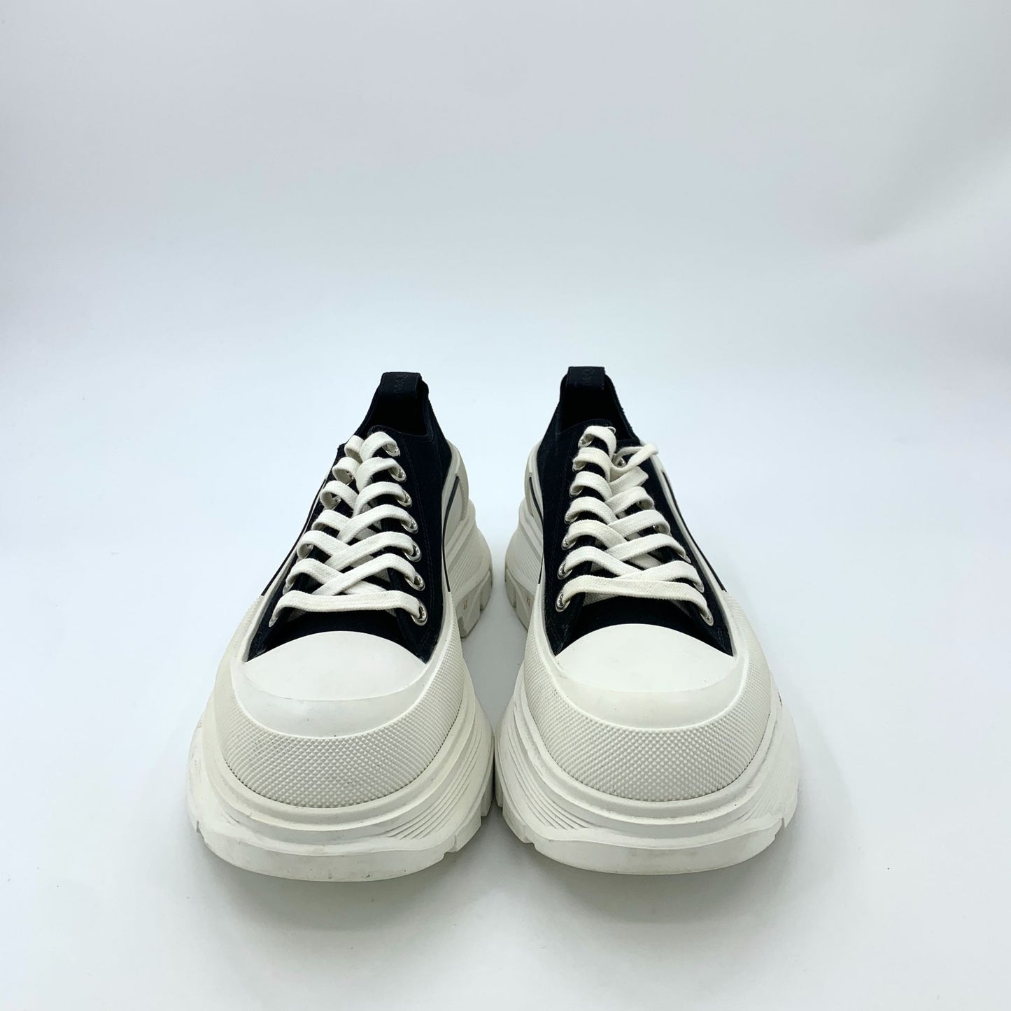 Alexander McQueen White & Black Thick Sole Lace-Up Sneakers (Size 42)