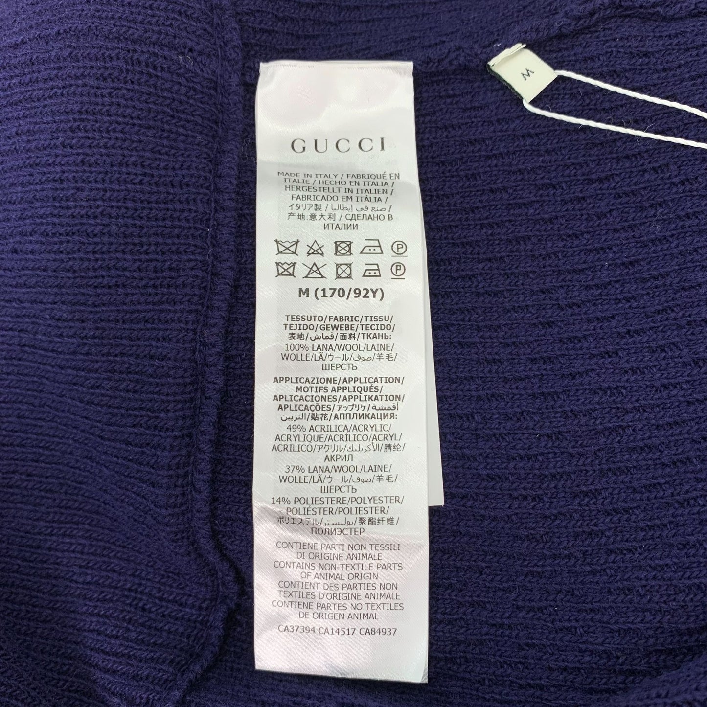 Gucci Womens Wool Knit Sweater With Apple Patch Blue Size M