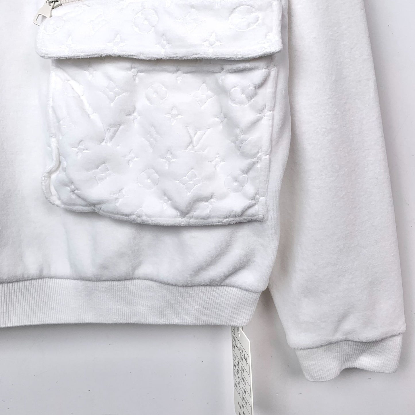 Louis Vuitton White Logo Embossed Half-Zip Cotton Sweatshirt M Made In Italy