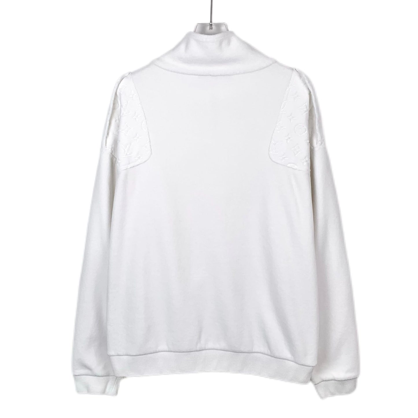 Louis Vuitton White Logo Embossed Half-Zip Cotton Sweatshirt M Made In Italy