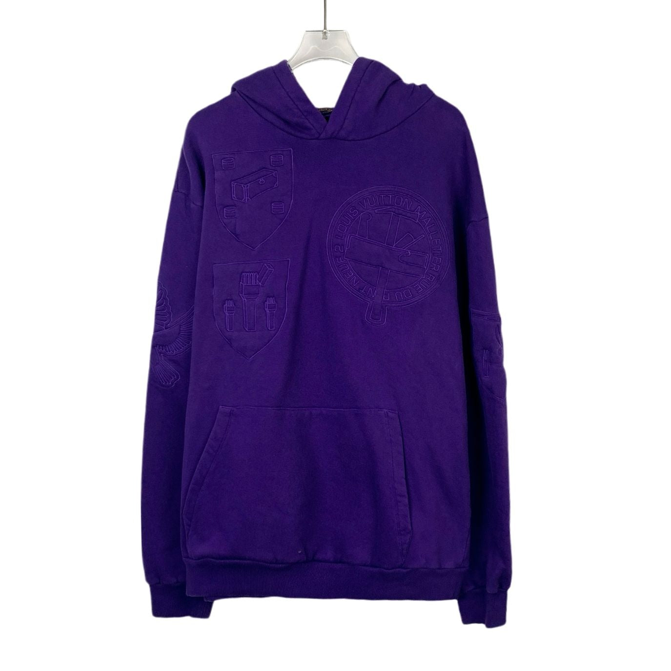 Louis Vuitton Purple Embossed Logo Hooded Cotton Sweatshirt (Size L)