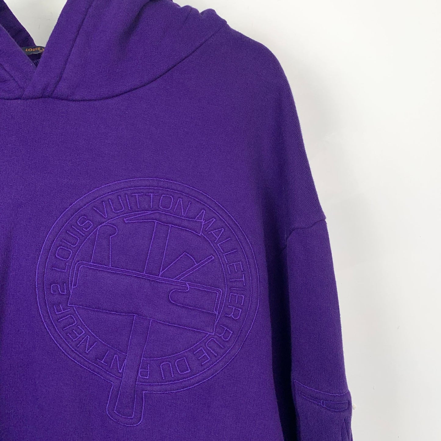 Louis Vuitton Purple Embossed Logo Hooded Cotton Sweatshirt (Size L)