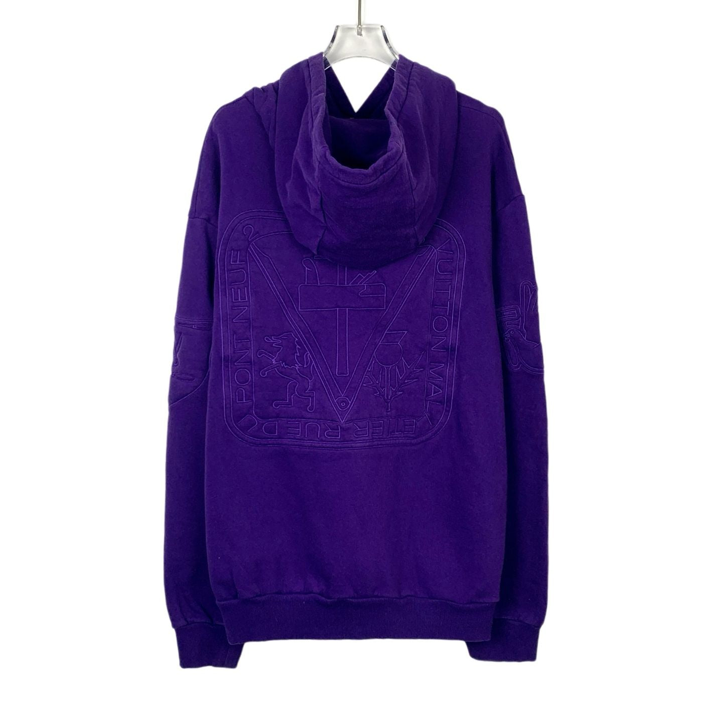 Louis Vuitton Purple Embossed Logo Hooded Cotton Sweatshirt (Size L)