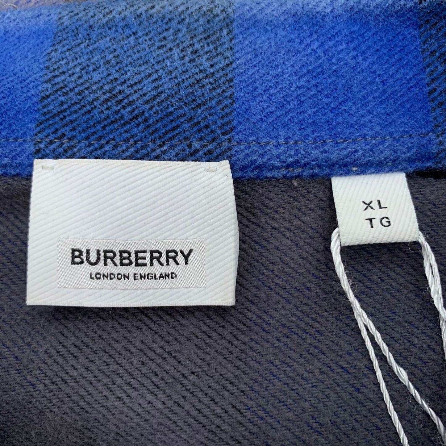 Burberry Mens XL Blue & Gray Plaid Cotton Long Sleeve Shirt