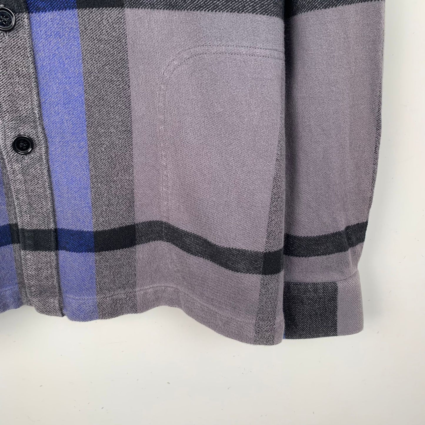 Burberry Mens XL Blue & Gray Plaid Cotton Long Sleeve Shirt