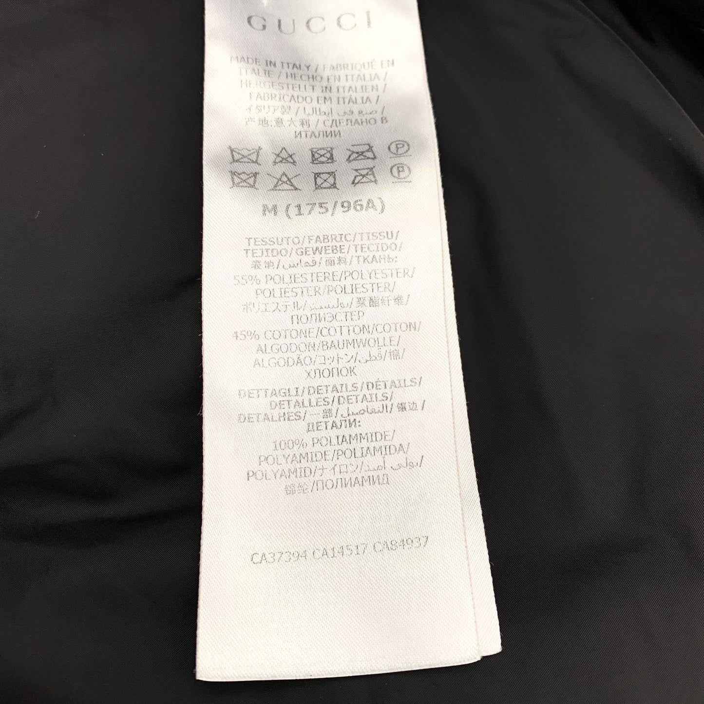 Gucci Black Logo Print Patchwork Zip Jacket (Size M)