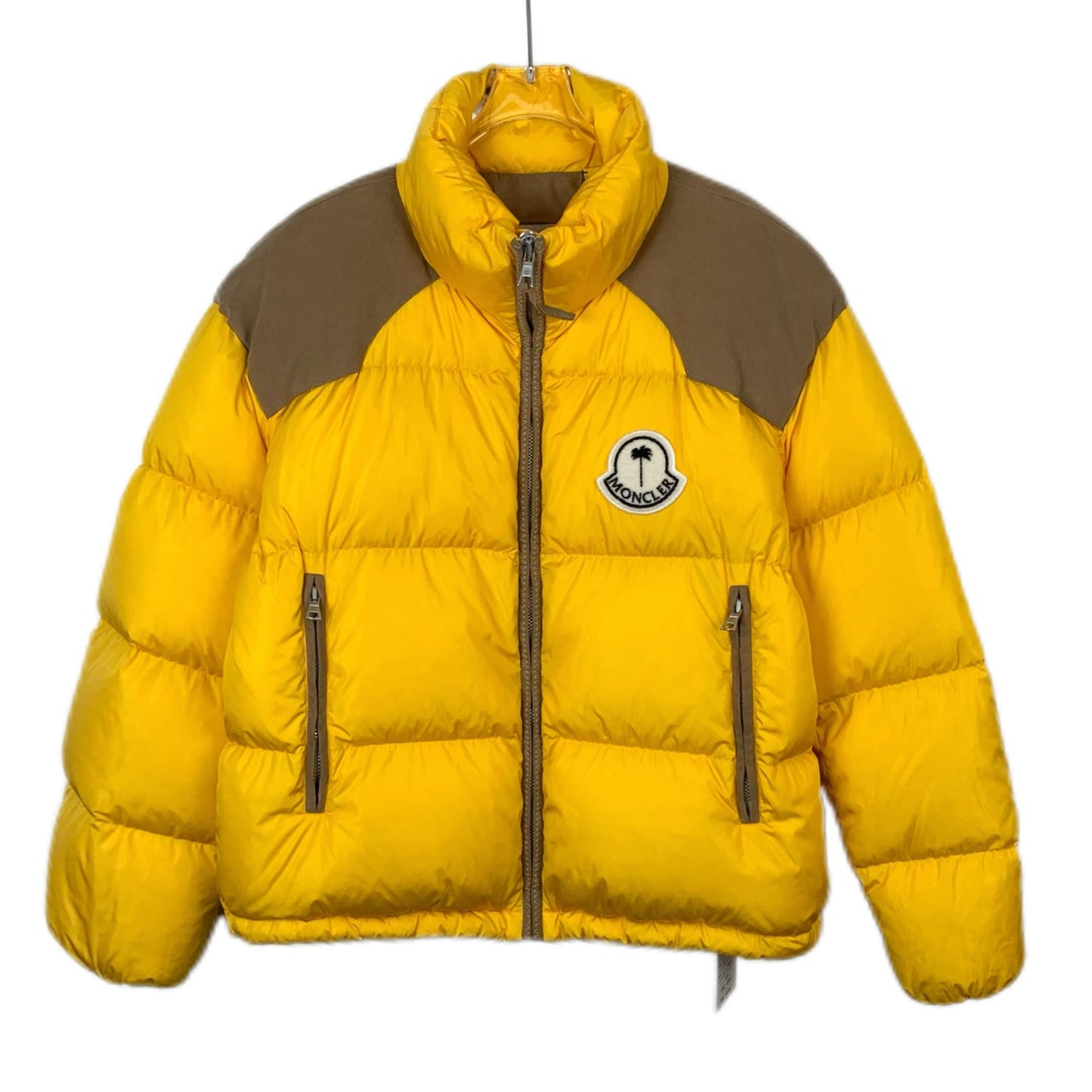 Moncler x Palm Angels Yellow Logo-Embroidered Zip-Up Down Jacket (Size M)