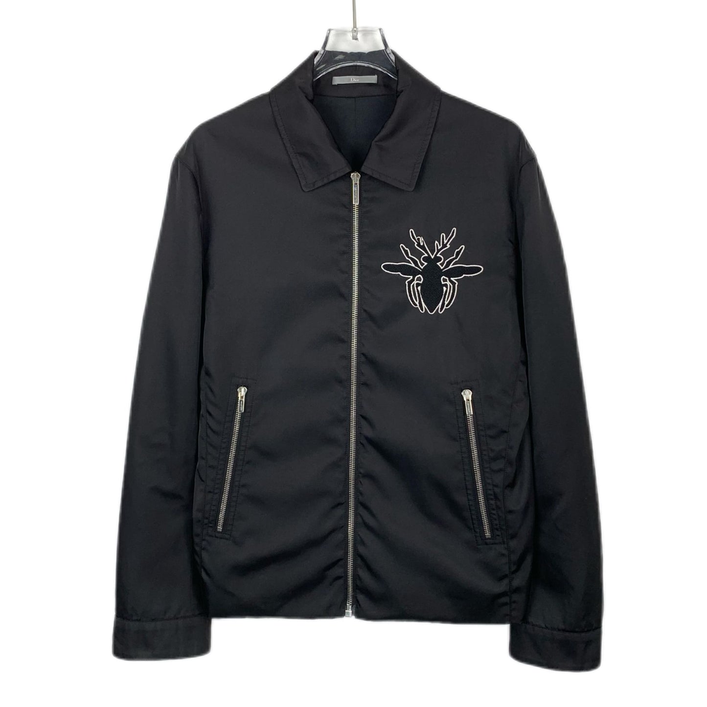 Dior Mens Black Bee Embroidered Zip-Up Jacket 44 XS