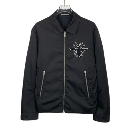 Dior Mens Black Bee Embroidered Zip-Up Jacket 44 XS